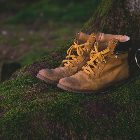 Leather hiking boots